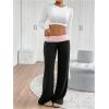 imageSOLY HUX Womens Sweatpants Color Block Low Rise Fold Over Waist Baggy Wide Leg PantsBlack and Pink