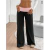 imageSOLY HUX Womens Sweatpants Color Block Low Rise Fold Over Waist Baggy Wide Leg PantsBlack and Pink