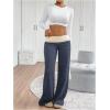 imageSOLY HUX Womens Sweatpants Color Block Low Rise Fold Over Waist Baggy Wide Leg PantsBlue and Beige