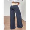 imageSOLY HUX Womens Sweatpants Color Block Low Rise Fold Over Waist Baggy Wide Leg PantsBlue and Beige