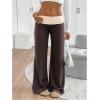imageSOLY HUX Womens Sweatpants Color Block Low Rise Fold Over Waist Baggy Wide Leg PantsBrown and Beige