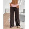 imageSOLY HUX Womens Sweatpants Color Block Low Rise Fold Over Waist Baggy Wide Leg PantsBrown and Pink