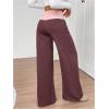 imageSOLY HUX Womens Sweatpants Color Block Low Rise Fold Over Waist Baggy Wide Leg PantsBurgundy Colorblock