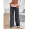 imageSOLY HUX Womens Sweatpants Color Block Low Rise Fold Over Waist Baggy Wide Leg PantsDark Grey and Pink