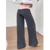 imageSOLY HUX Womens Sweatpants Color Block Low Rise Fold Over Waist Baggy Wide Leg PantsDark Grey and Pink