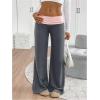 imageSOLY HUX Womens Sweatpants Color Block Low Rise Fold Over Waist Baggy Wide Leg PantsDark Grey and Pink