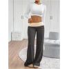 imageSOLY HUX Womens Sweatpants Color Block Low Rise Fold Over Waist Baggy Wide Leg PantsGrey Colorblock