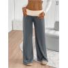 imageSOLY HUX Womens Sweatpants Color Block Low Rise Fold Over Waist Baggy Wide Leg PantsGrey and Beige
