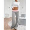 imageSOLY HUX Womens Sweatpants Color Block Low Rise Fold Over Waist Baggy Wide Leg PantsLight Grey and Pink
