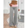 imageSOLY HUX Womens Sweatpants Color Block Low Rise Fold Over Waist Baggy Wide Leg PantsLight Grey and Pink