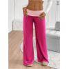 imageSOLY HUX Womens Sweatpants Color Block Low Rise Fold Over Waist Baggy Wide Leg PantsPlain Hotpink