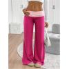 imageSOLY HUX Womens Sweatpants Color Block Low Rise Fold Over Waist Baggy Wide Leg PantsPlain Hotpink