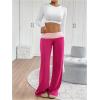 imageSOLY HUX Womens Sweatpants Color Block Low Rise Fold Over Waist Baggy Wide Leg PantsPlain Hotpink