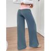 imageSOLY HUX Womens Sweatpants Color Block Low Rise Fold Over Waist Baggy Wide Leg PantsTeal Blue Colorblock