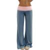 imageSOLY HUX Womens Sweatpants Color Block Low Rise Fold Over Waist Baggy Wide Leg PantsTeal Blue Colorblock