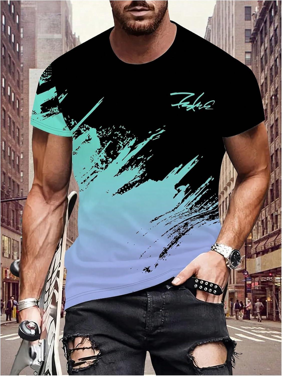 imageSOLY HUX Mens T Shirts Color Block Graphic Tees Crew Neck Short Sleeve Casual Summer TopsMulti Letter