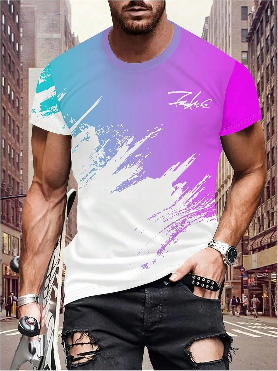imageSOLY HUX Mens T Shirts Color Block Graphic Tees Crew Neck Short Sleeve Casual Summer TopsWhite and Purple