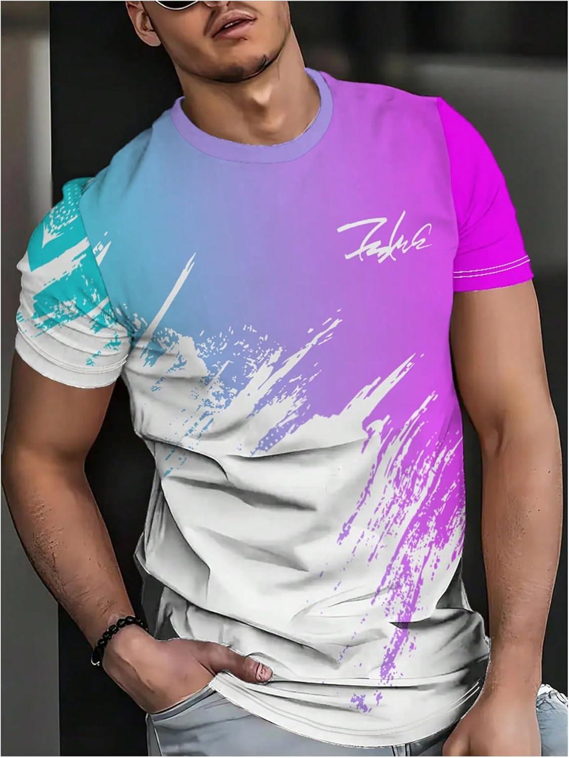 imageSOLY HUX Mens T Shirts Color Block Graphic Tees Crew Neck Short Sleeve Casual Summer TopsWhite and Purple