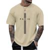 imageSOLY HUX Mens Summer Letter Graphic Short Sleeve Crew Neck T Shirt Drop Shoulder Casual Tee TopsKhaki Letter