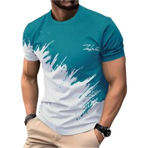 imageSOLY HUX Mens T Shirts Color Block Graphic Tees Crew Neck Short Sleeve Casual Summer TopsWhite and Blue Letter