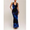 imageSOLY HUX Womens Floral Halter Maxi Dress Draped Cowl Neck Backless Bodycon Wedding Guest Party Mesh Cocktail Long DressesBlue Floral