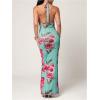 imageSOLY HUX Womens Floral Halter Maxi Dress Draped Cowl Neck Backless Bodycon Wedding Guest Party Mesh Cocktail Long DressesGreen Floral