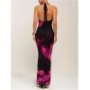 imageSOLY HUX Womens Floral Halter Maxi Dress Draped Cowl Neck Backless Bodycon Wedding Guest Party Mesh Cocktail Long DressesHotpink Floral