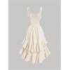 imageSOLY HUX Womens Layered Ruffle Hem Dress Sleeveless Ruched Asymmetrical Long Party DressesPure Apricot