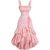 imageSOLY HUX Womens Layered Ruffle Hem Dress Sleeveless Ruched Asymmetrical Long Party DressesPlain Light Pink