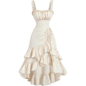 imageSOLY HUX Womens Layered Ruffle Hem Dress Sleeveless Ruched Asymmetrical Long Party DressesPure Apricot