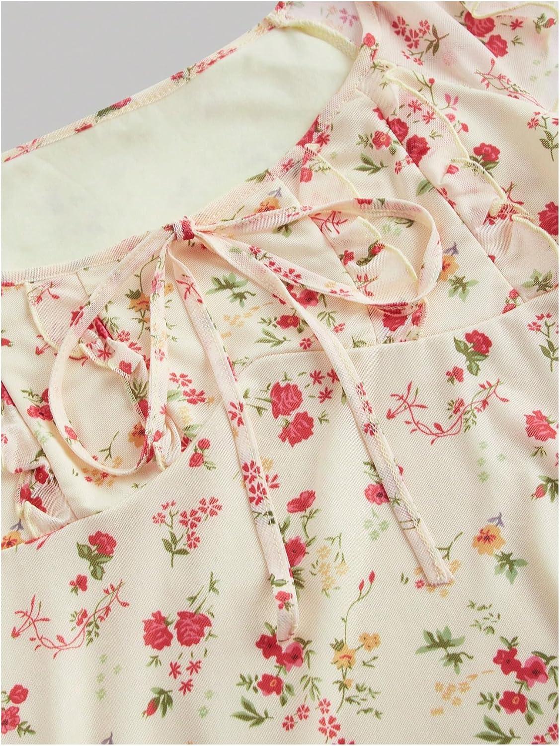 imageSOLY HUX Womens Vintage Floral Dress Summer Cap Sleeve Mini Dresses Going Out Beach Short DressApricot Floral