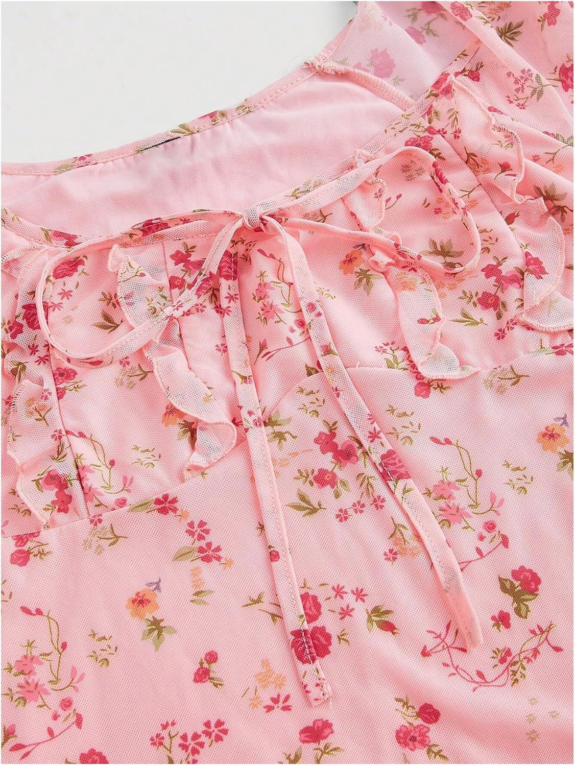 imageSOLY HUX Womens Vintage Floral Dress Summer Cap Sleeve Mini Dresses Going Out Beach Short DressPink Floral