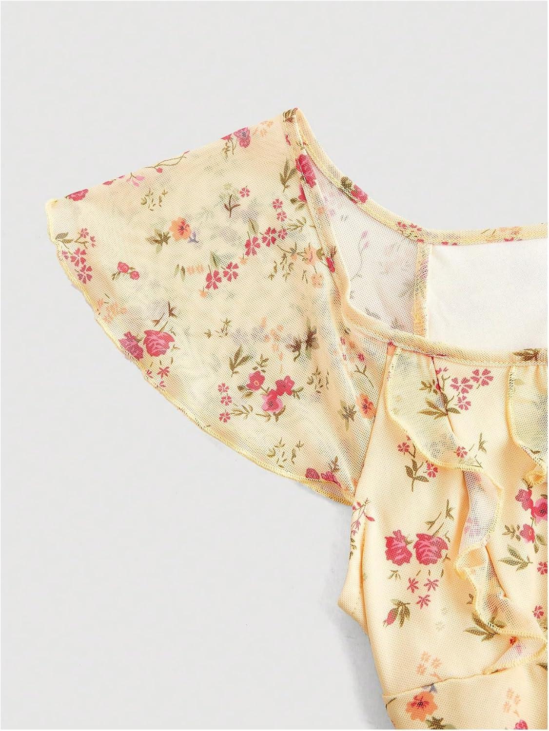 imageSOLY HUX Womens Vintage Floral Dress Summer Cap Sleeve Mini Dresses Going Out Beach Short DressYellow Floral