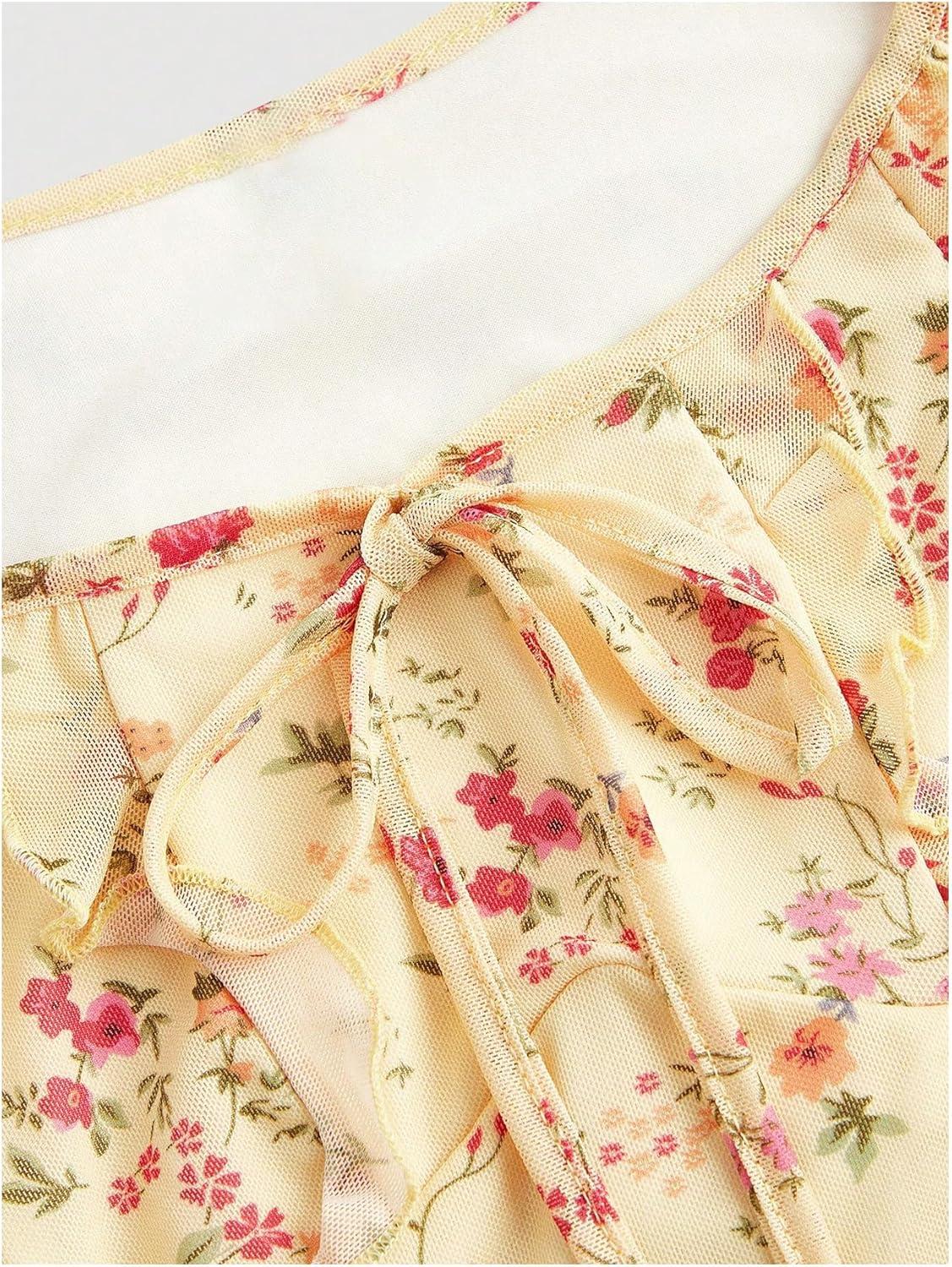 imageSOLY HUX Womens Vintage Floral Dress Summer Cap Sleeve Mini Dresses Going Out Beach Short DressYellow Floral