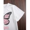imageSOLY HUX Girls Color Block Butterfly Print Tee Short Sleeve Summer T Shirt TopsWhite Letter