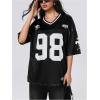 imageSOLY HUX Jersey Shirts for Women Y2k Graphic Number Oversized Tees V Neck Half Sleeve Cute Soccer Streetwear T Shirt TopsBlack Number