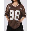 imageSOLY HUX Jersey Shirts for Women Y2k Graphic Number Oversized Tees V Neck Half Sleeve Cute Soccer Streetwear T Shirt TopsBrown Number
