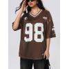 imageSOLY HUX Jersey Shirts for Women Y2k Graphic Number Oversized Tees V Neck Half Sleeve Cute Soccer Streetwear T Shirt TopsBrown Number