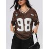 imageSOLY HUX Jersey Shirts for Women Y2k Graphic Number Oversized Tees V Neck Half Sleeve Cute Soccer Streetwear T Shirt TopsBrown Number