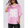 imageSOLY HUX Jersey Shirts for Women Y2k Graphic Number Oversized Tees V Neck Half Sleeve Cute Soccer Streetwear T Shirt TopsLight Pink Number