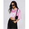 imageSOLY HUX Jersey Shirts for Women Y2k Graphic Number Oversized Tees V Neck Half Sleeve Cute Soccer Streetwear T Shirt TopsLight Pink Number