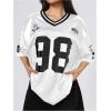 imageSOLY HUX Jersey Shirts for Women Y2k Graphic Number Oversized Tees V Neck Half Sleeve Cute Soccer Streetwear T Shirt TopsWhite Number