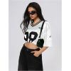 imageSOLY HUX Jersey Shirts for Women Y2k Graphic Number Oversized Tees V Neck Half Sleeve Cute Soccer Streetwear T Shirt TopsWhite Number