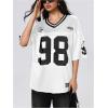 imageSOLY HUX Jersey Shirts for Women Y2k Graphic Number Oversized Tees V Neck Half Sleeve Cute Soccer Streetwear T Shirt TopsWhite Number