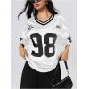 imageSOLY HUX Jersey Shirts for Women Y2k Graphic Number Oversized Tees V Neck Half Sleeve Cute Soccer Streetwear T Shirt TopsWhite Number