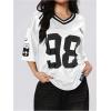 imageSOLY HUX Jersey Shirts for Women Y2k Graphic Number Oversized Tees V Neck Half Sleeve Cute Soccer Streetwear T Shirt TopsWhite Number