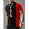 imageSOLY HUX Mens Color Block Letter Graphic Tops Short Sleeve T Shirt Summer Tee TopBlack and Red