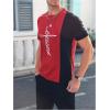 imageSOLY HUX Mens Color Block Letter Graphic Tops Short Sleeve T Shirt Summer Tee TopRed Black Letter