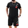 imageSOLY HUX Mens Summer Tracksuit 2 Piece Beach Outfit Tropical Print Tee and Shorts SetBlack Floral