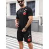 imageSOLY HUX Mens Summer Tracksuit 2 Piece Beach Outfit Tropical Print Tee and Shorts SetBlack Floral